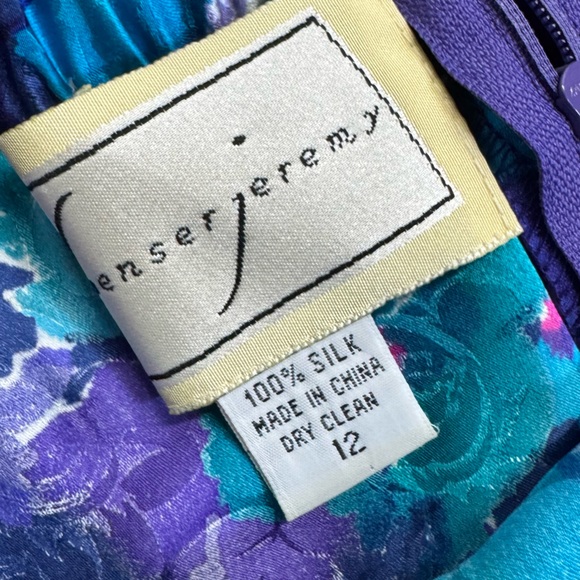 Vintage Spenser Jeremy Blue Silk Floral Two-Piece Blazer Skirt Set Size 12 - Picture 11 of 12